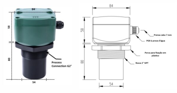 Medidor de nível ultrassônico compacto ECR - Imagem 3
